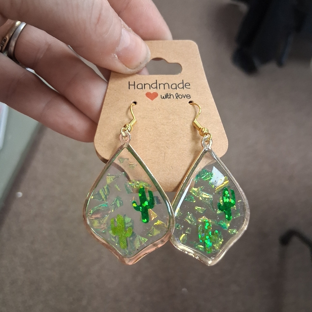 Gorgeous handmade 1 of a kind  cactus earrings